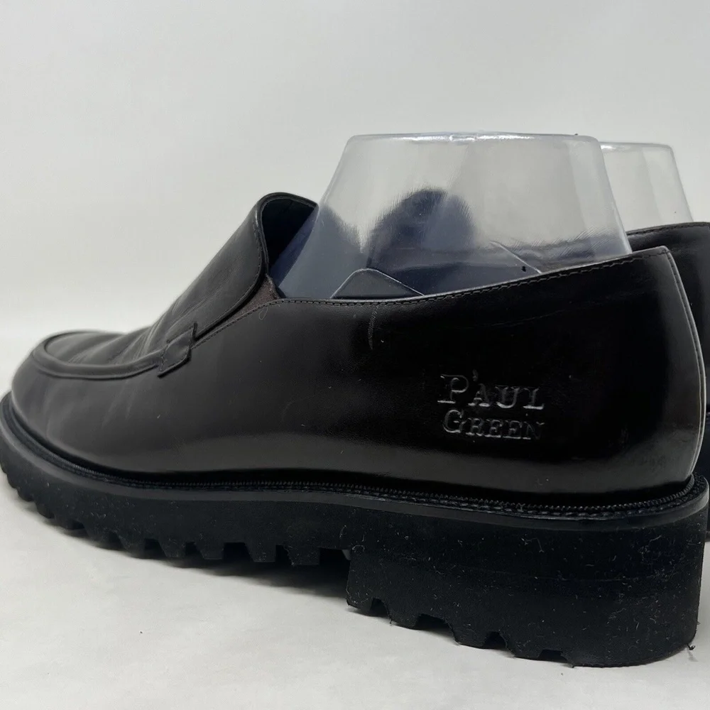 Paul Green Women's lug sole Platfrom Loafer Brown Leather Flat Slip On 8 US 10.5 - Picture 7 of 10